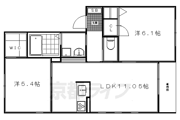 シャーメゾンUN(2LDK/1階)の間取り写真
