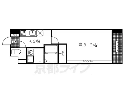 プラネシア京阪出町柳(1K/1階)の間取り写真