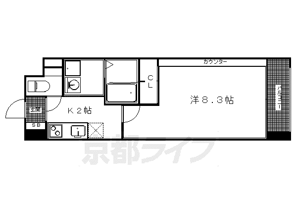 京阪電気鉄道鴨東線 出町柳駅 徒歩5分 5階建 築16年(1K/3階)の間取り写真