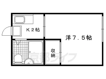 京都市烏丸線 北山駅(京都) 徒歩5分 2階建 築36年(1K/2階)の間取り写真