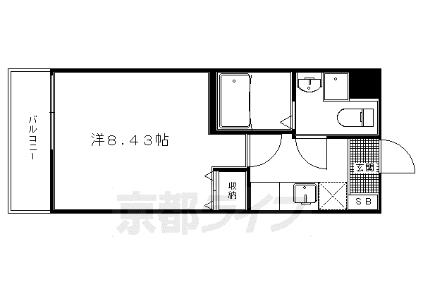 叡山電鉄 元田中駅 徒歩10分 5階建 築16年(1K/1階)の間取り写真
