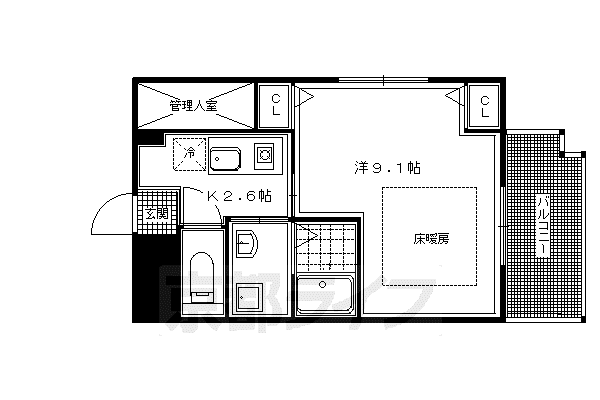 京阪電気鉄道鴨東線 神宮丸太町駅 徒歩5分 4階建 築16年(1K/1階)の間取り写真