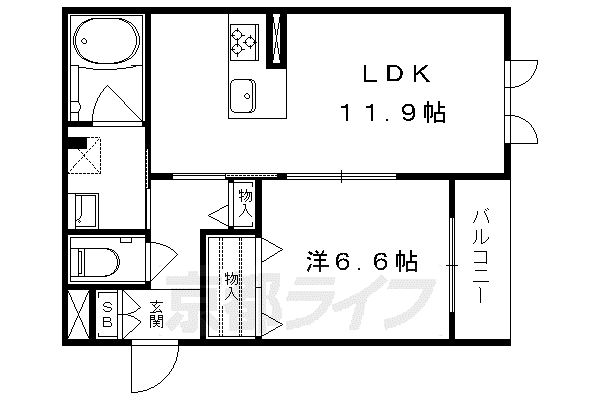 叡山電鉄 一乗寺駅 徒歩7分 2階建 築8年(1LDK/2階)の間取り写真