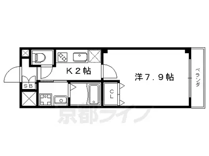 叡山電鉄 茶山・京都芸術大学駅 徒歩5分 2階建 築8年(1K/1階)の間取り写真