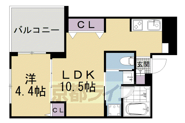 京阪電気鉄道鴨東線 神宮丸太町駅 徒歩11分 5階建 築7年(1LDK/2階)の間取り写真