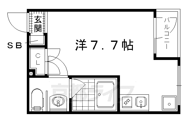グランデコート修学院(ワンルーム/2階)の間取り写真
