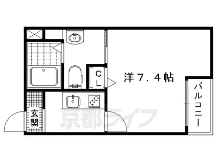 叡山電鉄 元田中駅 徒歩1分 4階建 築6年(1K/4階)の間取り写真