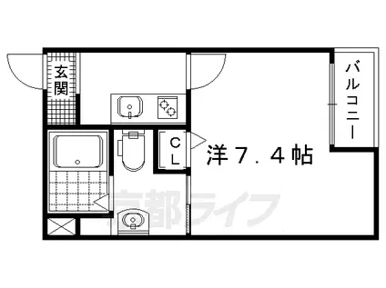 メゾン・サンマルタン京大北(1K/4階)の間取り写真