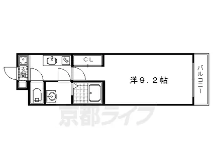 京阪電気鉄道鴨東線 出町柳駅 徒歩25分 5階建 築6年(1K/4階)の間取り写真