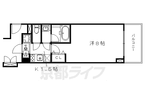 京都市東西線 東山駅(京都) 徒歩6分 5階建 築7年(1K/2階)の間取り写真