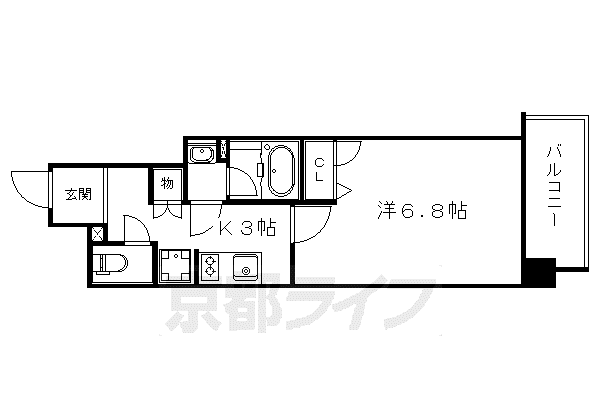 京都市東西線 東山駅(京都) 徒歩6分 5階建 築7年(1K/5階)の間取り写真