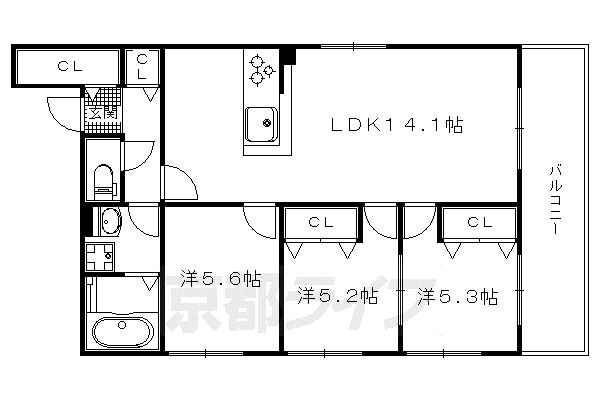 京阪電気鉄道京阪線 三条駅(京都) 徒歩5分 3階建 築7年(3LDK/2階)の間取り写真