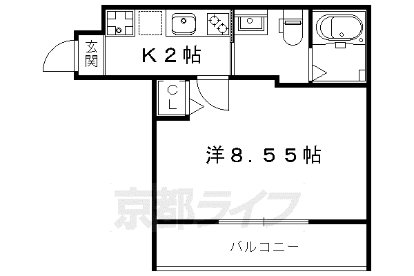 叡山電鉄 修学院駅 徒歩3分 3階建 築6年(1K/1階)の間取り写真