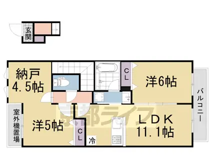 叡山電鉄 木野駅 徒歩5分 2階建 築5年(2SLDK/2階)の間取り写真