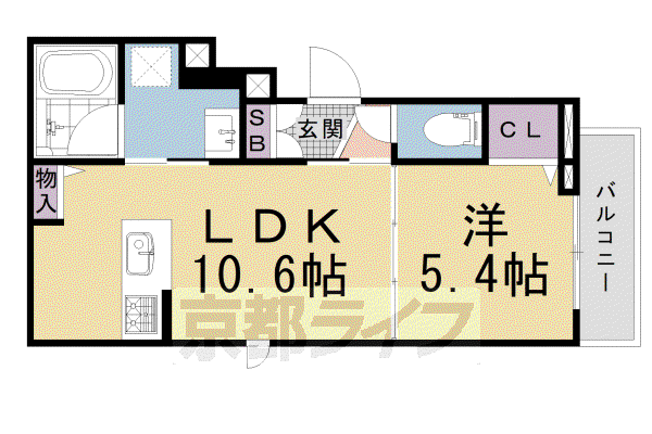 京都市烏丸線 北山駅(京都) 徒歩12分 4階建 築5年(1LDK/2階)の間取り写真