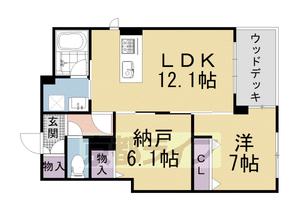 京都市烏丸線 北山駅(京都) 徒歩4分 3階建 築5年(1SLDK/1階)の間取り写真