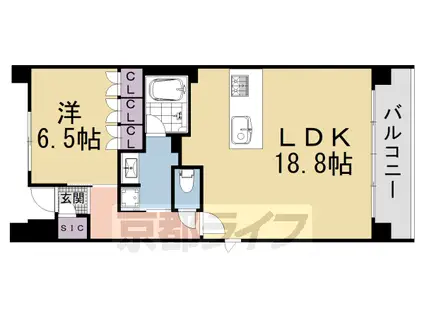 叡山電鉄 修学院駅 徒歩5分 5階建 築5年(1LDK/3階)の間取り写真
