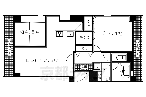 京阪電気鉄道鴨東線 神宮丸太町駅 徒歩17分 3階建 築16年(2LDK/3階)の間取り写真