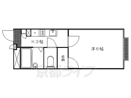 叡山電鉄 元田中駅 徒歩5分 2階建 築16年(1K/1階)の間取り写真