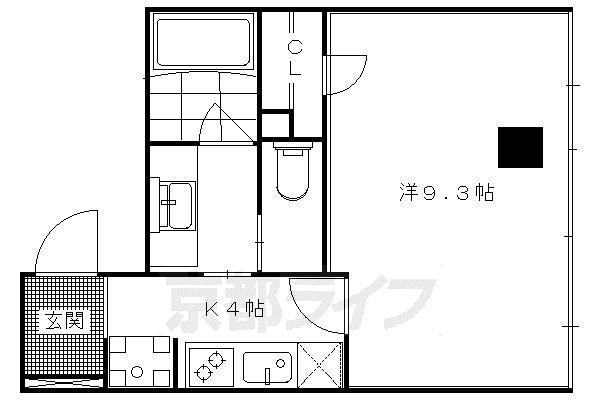 京阪電気鉄道鴨東線 神宮丸太町駅 徒歩10分 5階建 築56年(1K/4階)の間取り写真