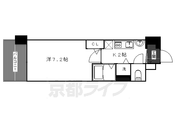 プレサンス京都修学院(1K/3階)の間取り写真