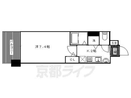 叡山電鉄 修学院駅 徒歩2分 4階建 築15年(1K/2階)の間取り写真