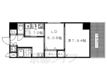 京都市東西線 東山駅(京都) 徒歩1分 5階建 築14年(1LDK/3階)の間取り写真