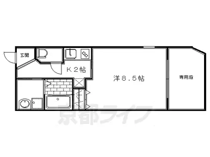 叡山電鉄 元田中駅 徒歩20分 3階建 築16年(1K/3階)の間取り写真