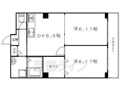 グリーンヒル北山通(2DK/2階)の間取り写真