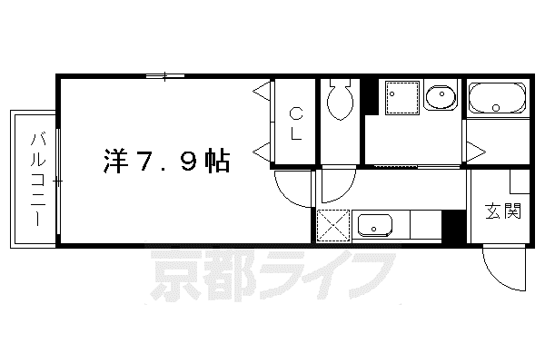 京都市烏丸線 北山駅(京都) 徒歩5分 2階建 築15年(1K/1階)の間取り写真