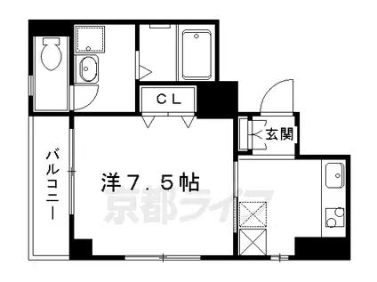 京都市烏丸線 北大路駅 徒歩12分 4階建 築15年(1K/3階)の間取り写真