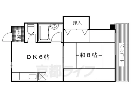 叡山電鉄 一乗寺駅 徒歩7分 3階建 築37年(1DK/3階)の間取り写真