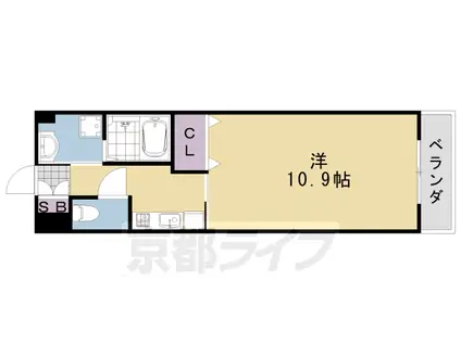 阪急電鉄京都線 桂駅 徒歩4分 5階建 築19年(1K/1階)の間取り写真