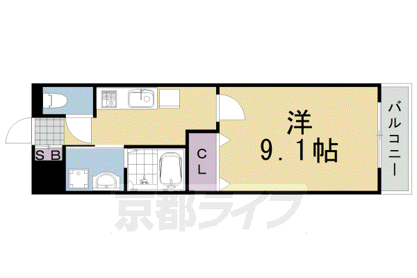 阪急電鉄嵐山線 上桂駅 徒歩12分 3階建 築17年(1K/3階)の間取り写真