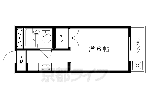 阪急電鉄嵐山線 上桂駅 徒歩12分 3階建 築37年(1K/2階)の間取り写真