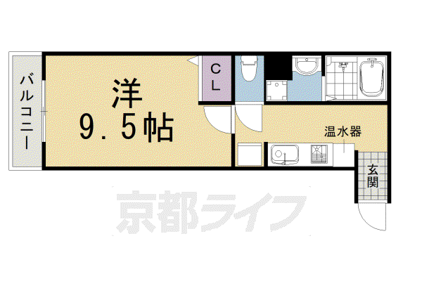 阪急電鉄嵐山線 上桂駅 徒歩13分 3階建 築19年(1K/1階)の間取り写真