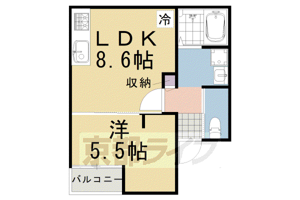 阪急電鉄京都線 桂駅 徒歩10分 3階建 築16年(1LDK/3階)の間取り写真