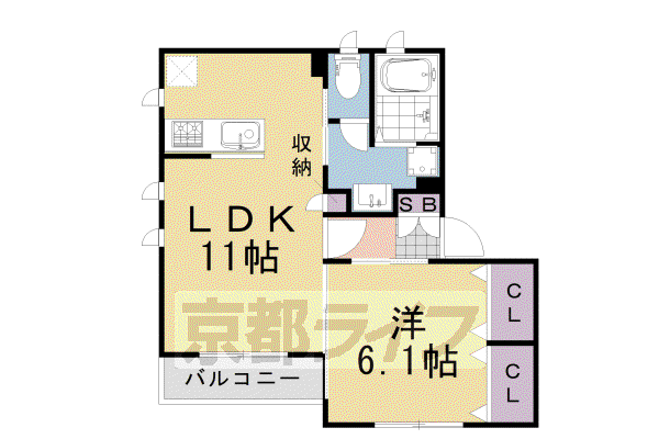 シャルマン フレール(1LDK/2階)の間取り写真