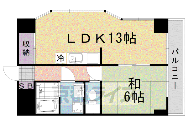 阪急電鉄嵐山線 上桂駅 徒歩10分 4階建 築35年(1LDK/3階)の間取り写真