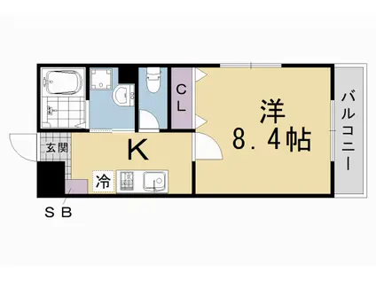 阪急電鉄京都線 桂駅 徒歩6分 3階建 築17年(1K/1階)の間取り写真