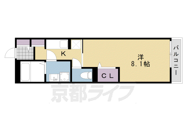 阪急電鉄京都線 桂駅 徒歩15分 3階建 築14年(1K/2階)の間取り写真