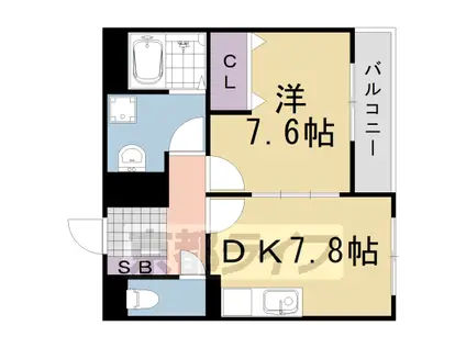 阪急電鉄京都線 洛西口駅 徒歩9分 2階建 築14年(1DK/1階)の間取り写真