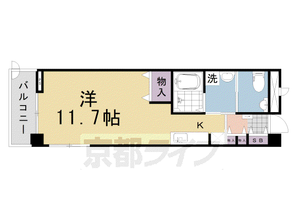 阪急電鉄嵐山線 上桂駅 徒歩10分 5階建 築23年(ワンルーム/3階)の間取り写真
