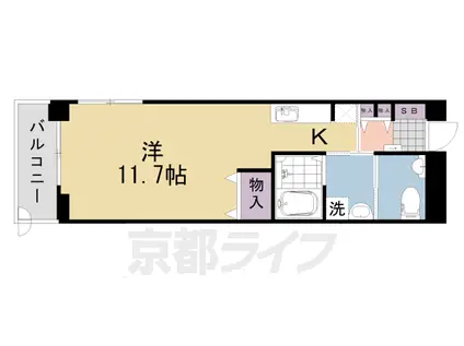 阪急電鉄嵐山線 上桂駅 徒歩10分 5階建 築22年(ワンルーム/2階)の間取り写真