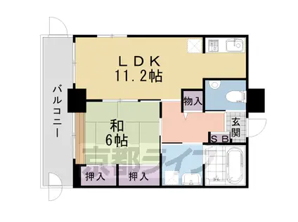 阪急電鉄嵐山線 上桂駅 徒歩10分 5階建 築22年(1LDK/1階)の間取り写真