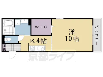 阪急電鉄京都線 桂駅 徒歩9分 3階建 築13年(1K/3階)の間取り写真