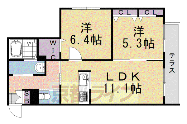 シャーメゾンみゆきだい(2LDK/2階)の間取り写真