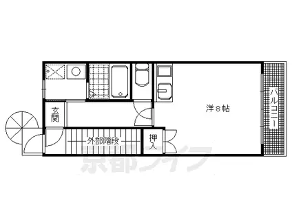 阪急電鉄京都線 桂駅 徒歩20分 3階建 築36年(1K/2階)の間取り写真
