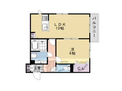 阪急電鉄嵐山線 上桂駅 徒歩15分 2階建 築12年(1LDK/1階)の間取り写真