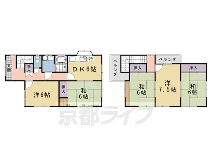 阪急電鉄京都線 桂駅 徒歩9分 2階建 築44年(5DK)の間取り写真